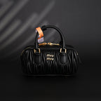 Miu Miu Black Matelassé Leather Top Handle Bag