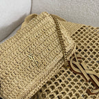 SAINT LAURENT YSL Raffia Icare Tote Bag