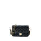 Chanel 23c Mini Flap Bag Chain Grained Calfskin Black